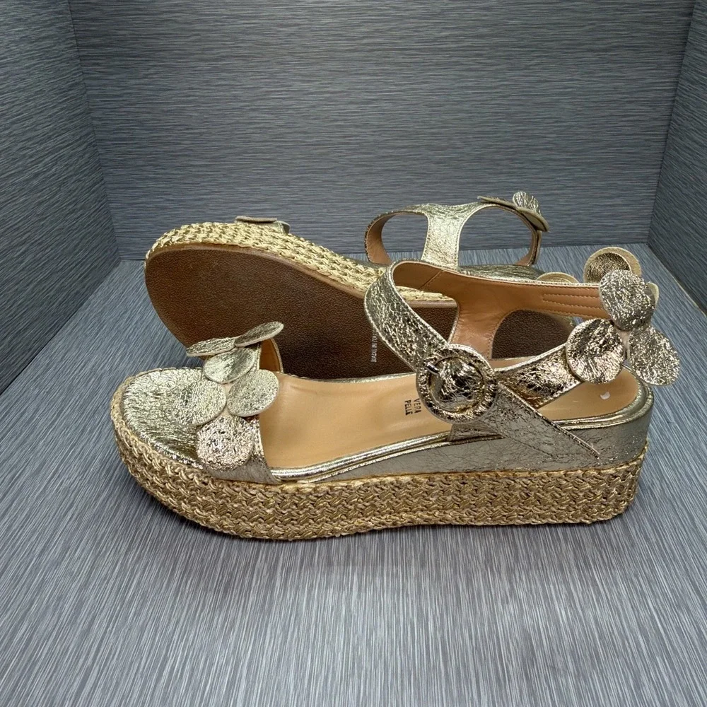 Paolo Mattei Gold Espadrille Platform‎ Sandals Italy EU 39 US 8 Resort Wedding